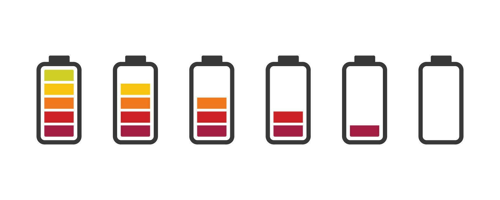 batteri ikoner uppsättning. batteri avgift indikator ikon. vektor illustration. på vit bakgrund