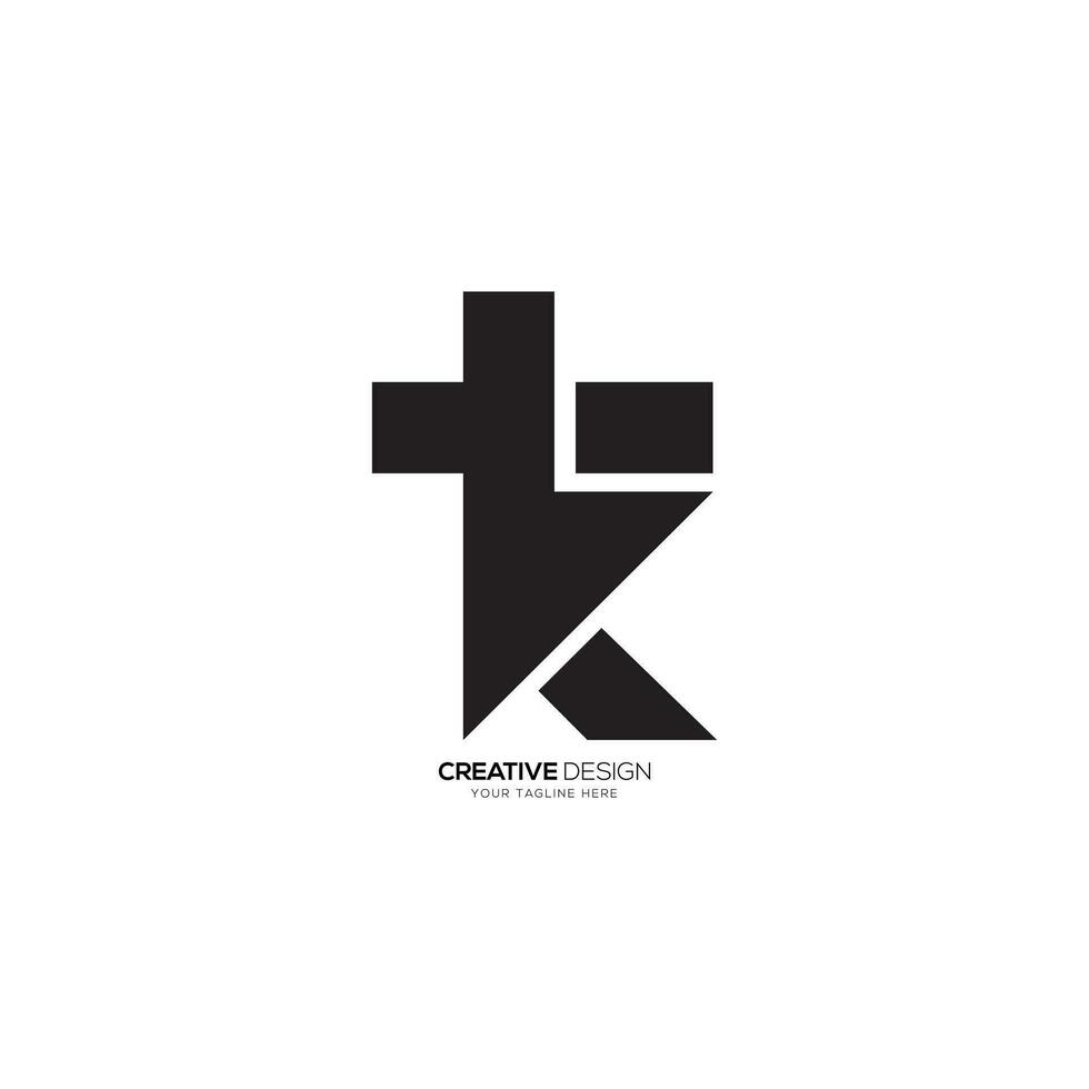 modern unik form brev tk eller kt kreativ monogram eleganta logotyp. tk logotyp. kt logotyp vektor