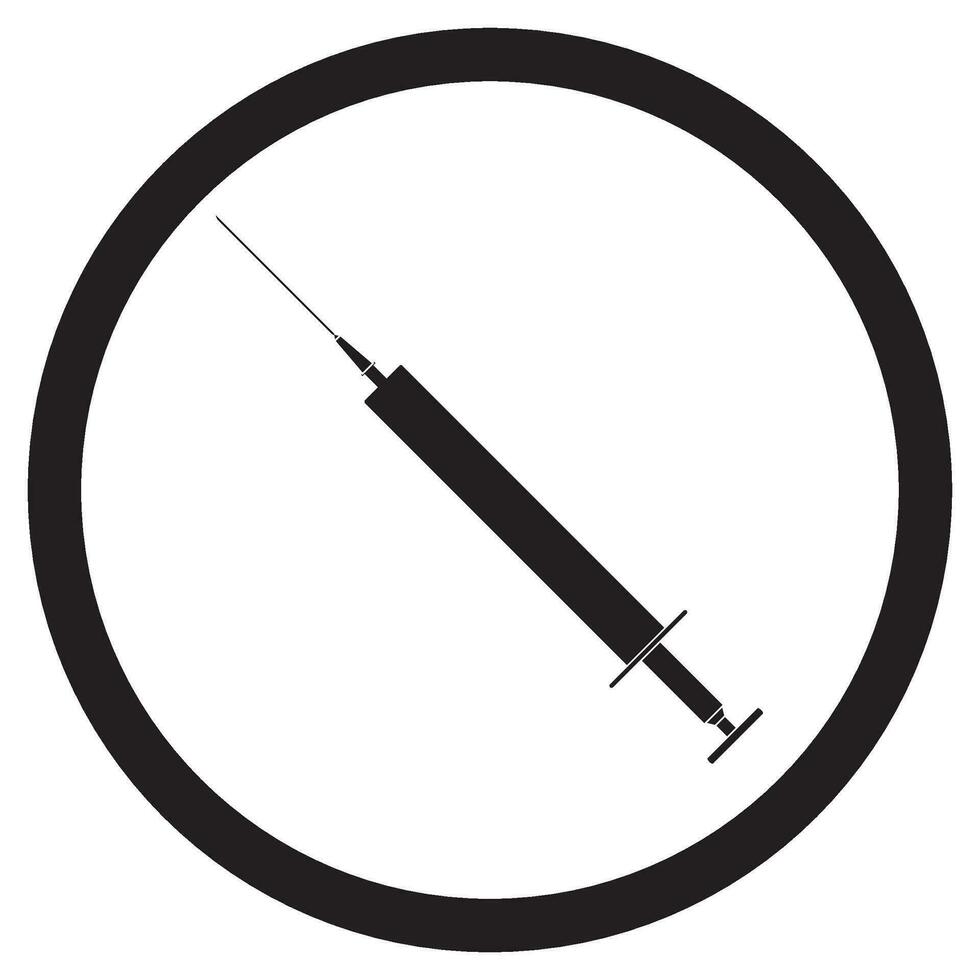spruta vektor platt svart vit. vaccin och antibiotikum, medicinsk instrument med nål illustration