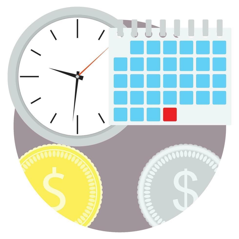 Planung Zeit Geld Symbol. planen Budget, finanziell Planung, Vektor Illustration