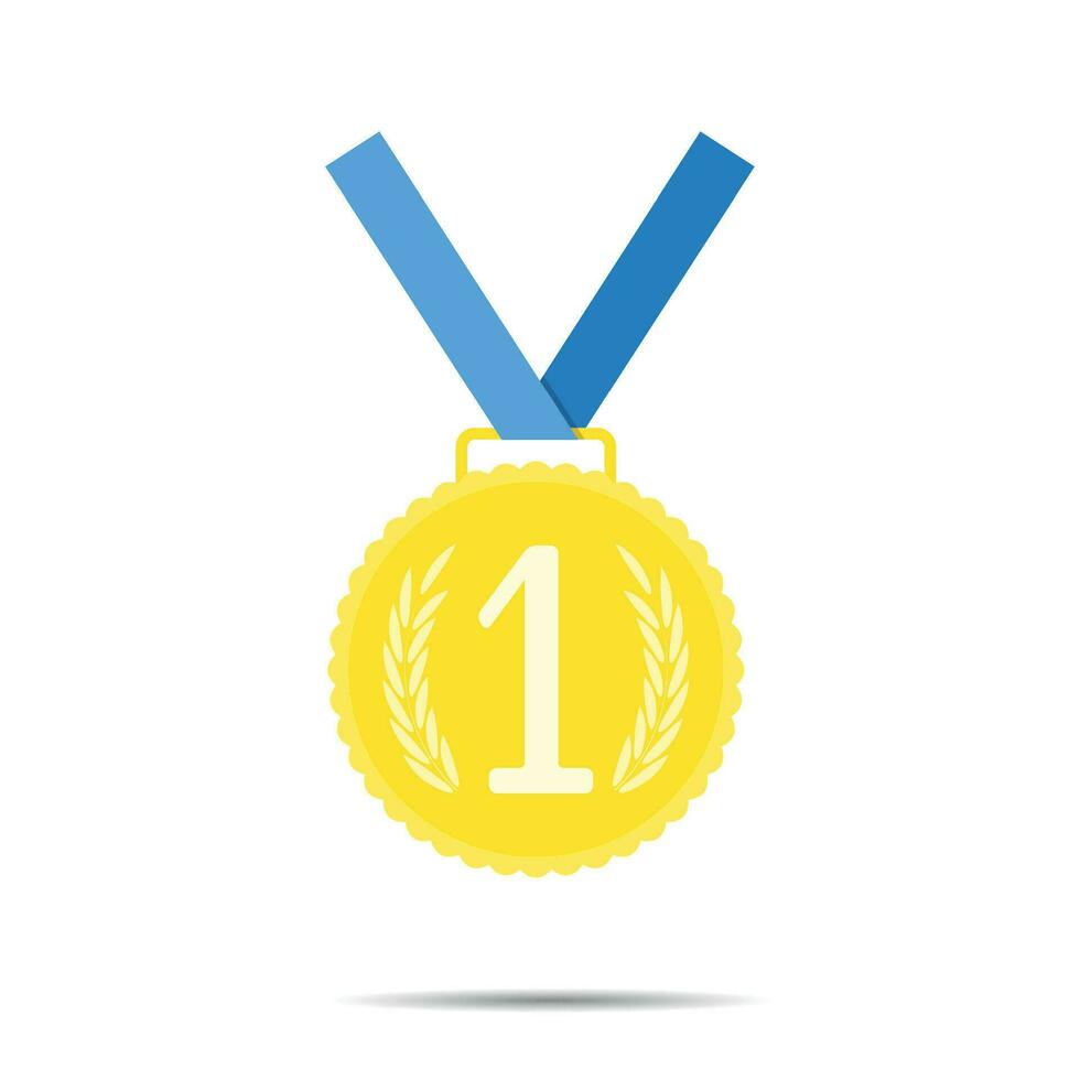 golden Medaille, zuerst Platz Symbol. Erfolg und Leistung, vergeben Preis- zum Sport oder Geschäft. Vektor Illustration