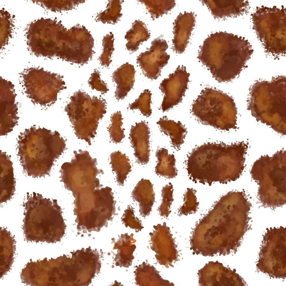 giraff hud sömlös mönster i brun färger. vattenfärg sömlös mönster. djur- hud mönster för textil. vattenfärg texturerad abstrakt konst vild skriva ut design på vit bakgrund. vektor illustration