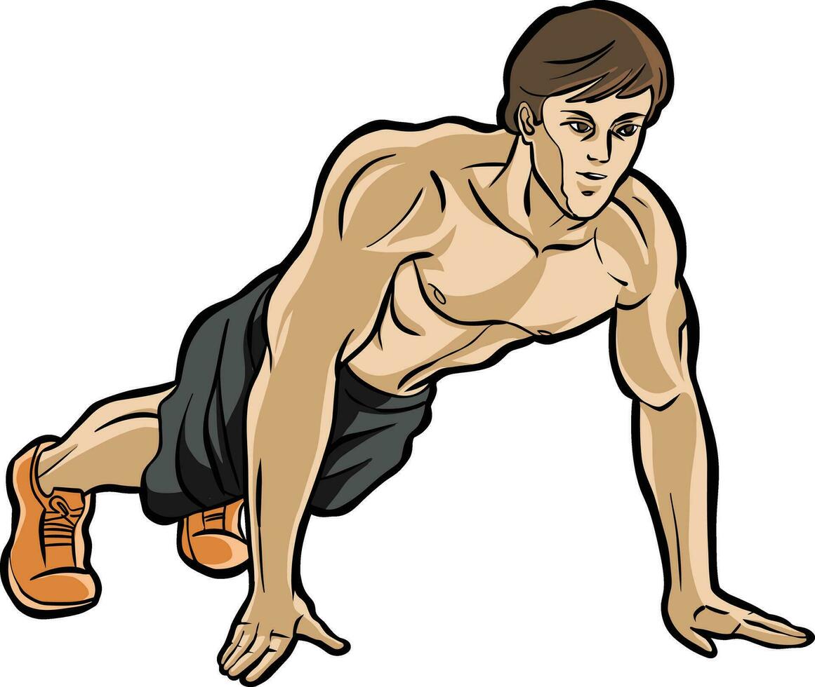 Männer trainieren Übung Fitness drücken oben vektor
