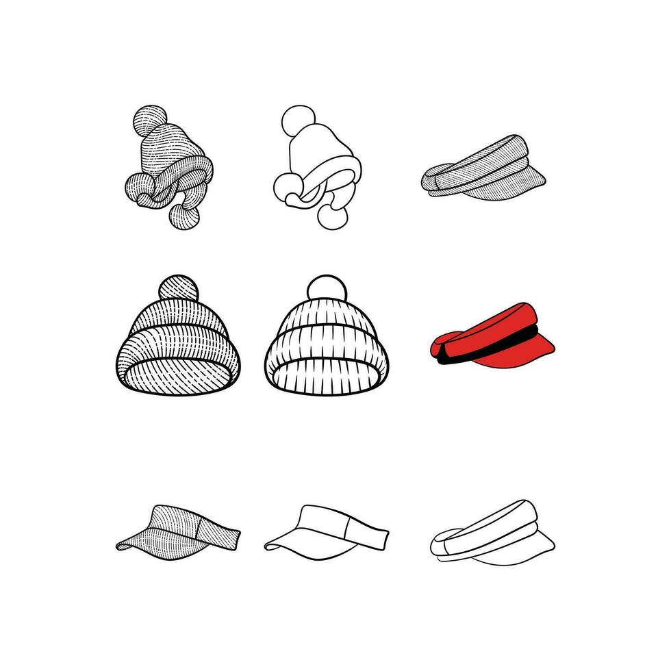 uppsättning av hatt ikon samling, vektor design och illustration mall, logotyp för din företag