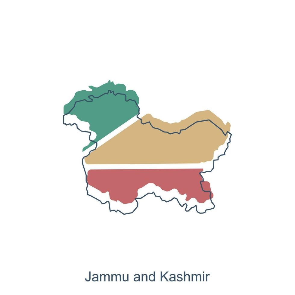 Karta av jammu och kashmir illustration design med svart översikt på vit bakgrund, design mall lämplig för din företag vektor