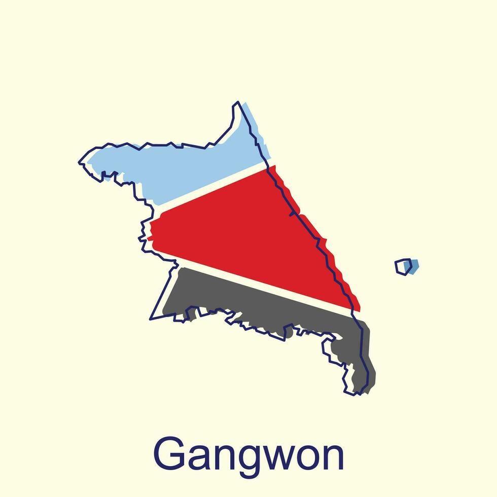 gangwon Karte Vektor Illustration auf Weiß Hintergrund, detailliert Karte von Süd Korea Vektor Design Vorlage, National Grenzen und wichtig Städte Illustration