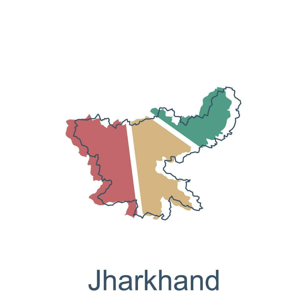 Karta av jharkhand färgrik illustration design, element grafisk illustration mall vektor