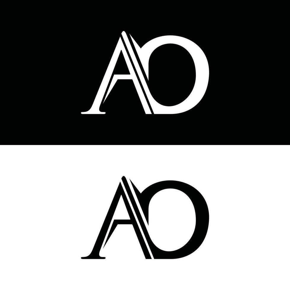 Brief ao Vektor Logo Design Vorlage, Monogramm Logo im Weiß Farbe und schwarz Hintergrund.