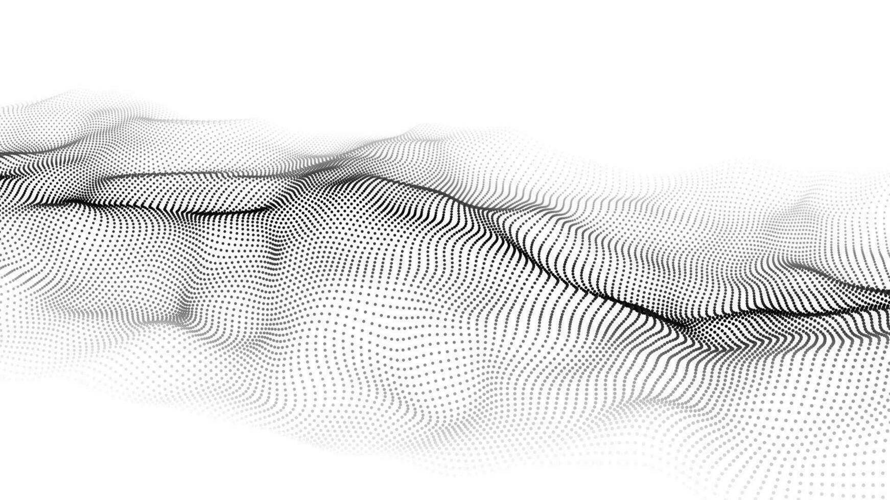 en Vinka av partiklar. abstrakt ljus bakgrund med dynamisk Vinka. de begrepp av teknologisk bakgrund. stor data. vektor illustration.