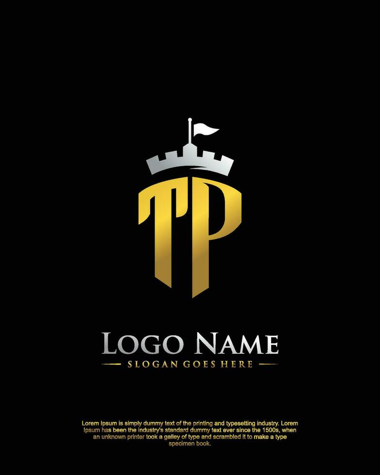 Initiale tp Brief mit Schild Stil Logo Vorlage Vektor
