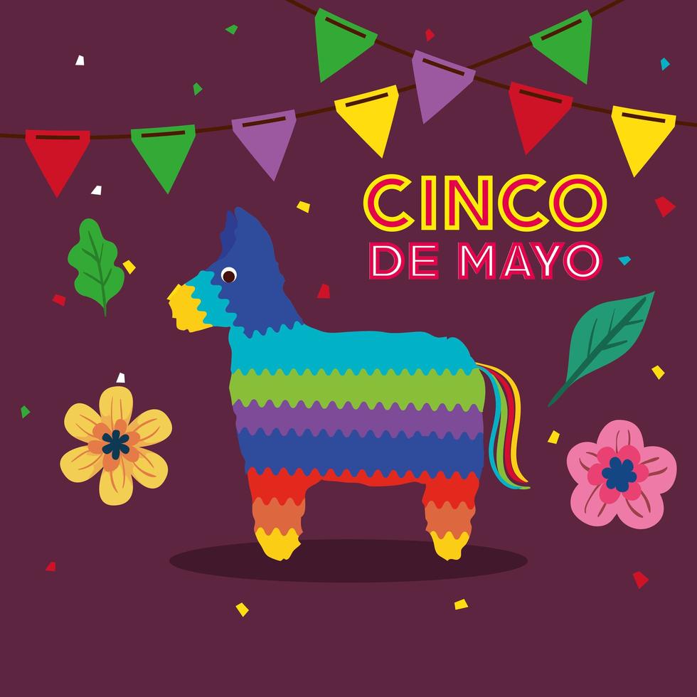 Cinco de Mayo Poster mit Pinata und Dekoration vektor