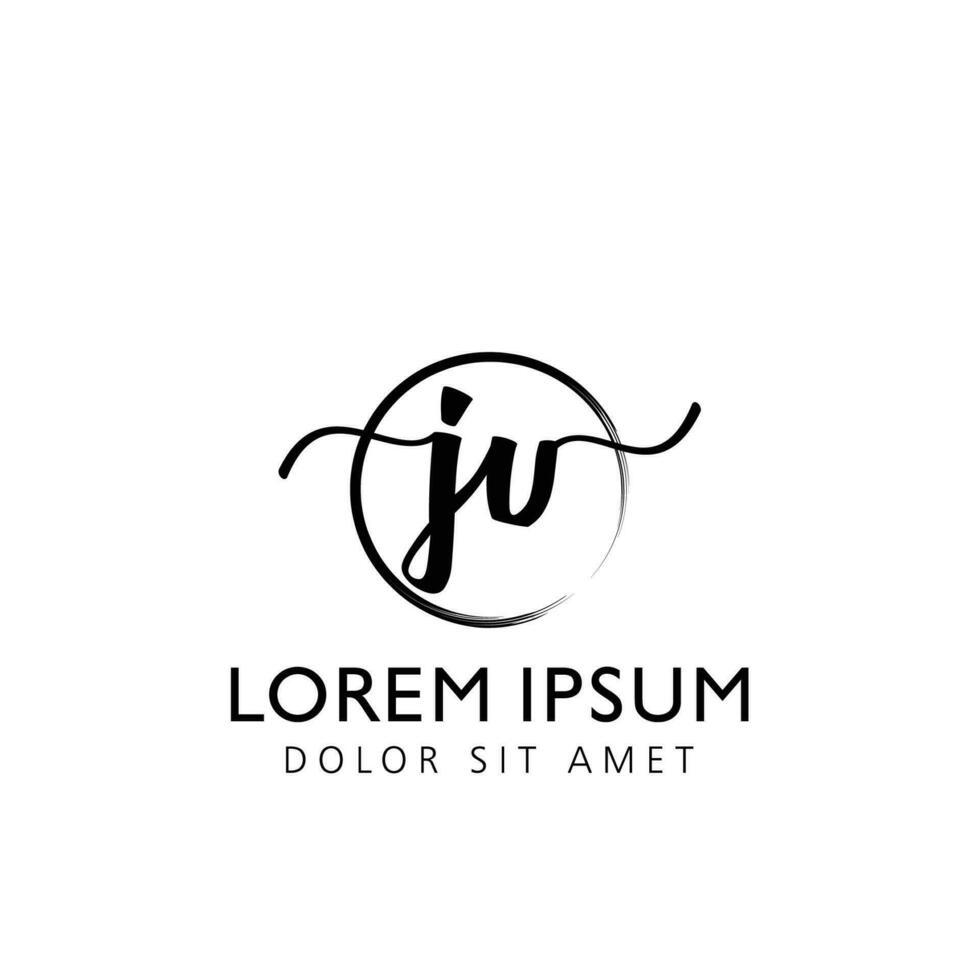 brev jv första handstil logotyp med signatur och hand dragen stil. vektor