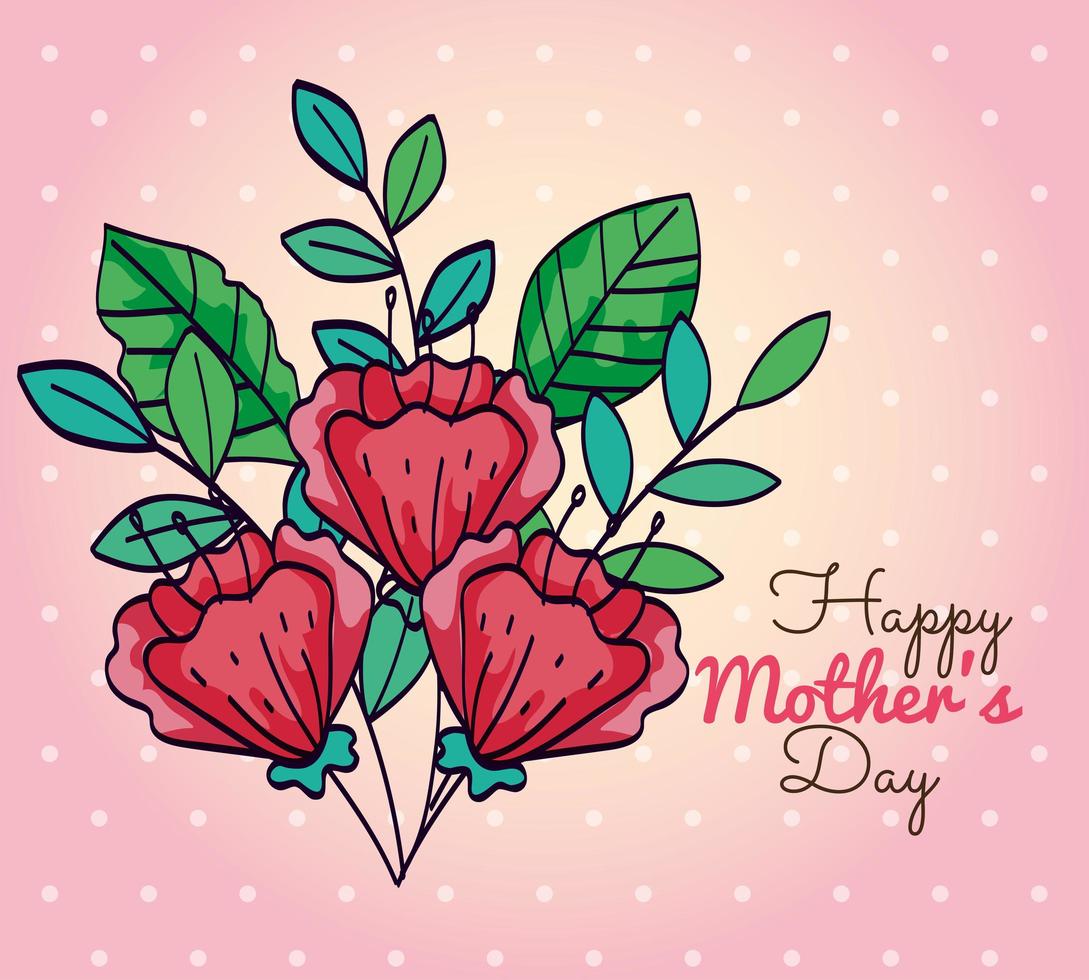 glad mors dagskort med blommadekoration vektor