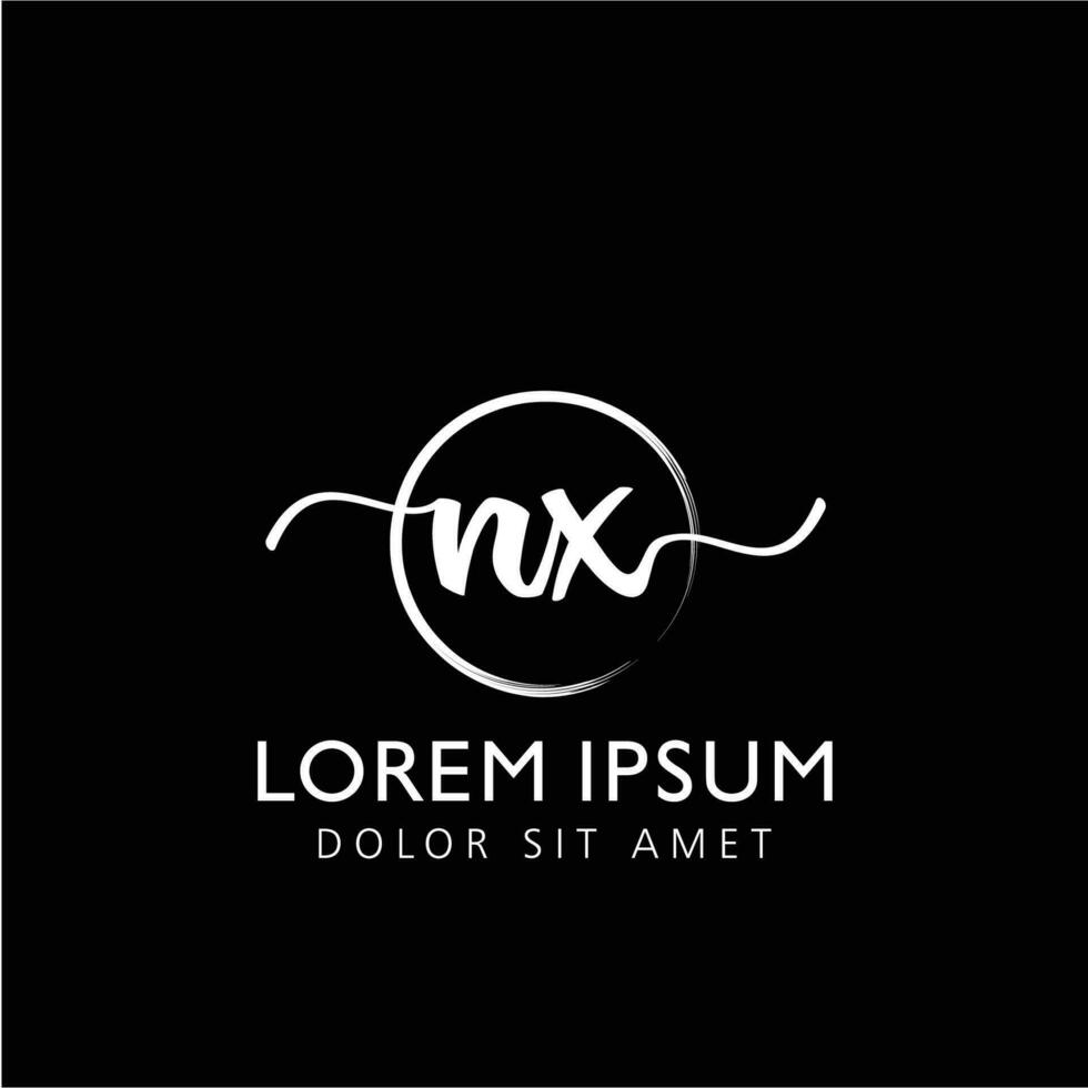 brev nx första handstil logotyp med signatur och hand dragen stil. vektor