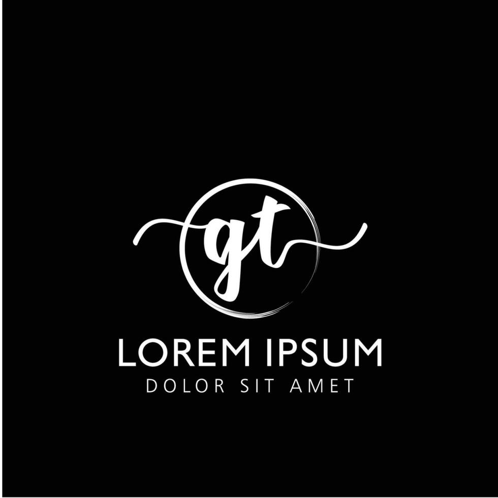 brev gt första handstil logotyp med signatur och hand dragen stil. vektor