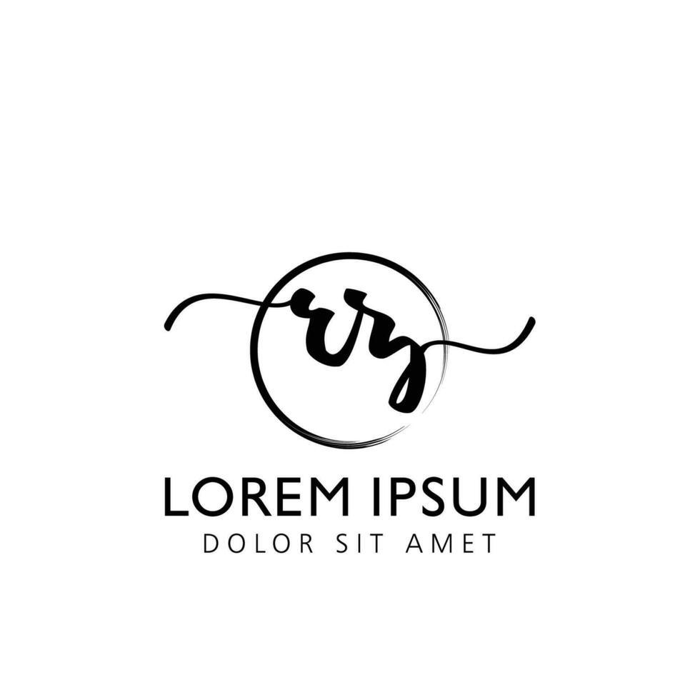 brev rz första handstil logotyp med signatur och hand dragen stil. vektor