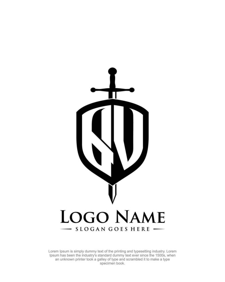 första qv brev med skydda stil logotyp mall vektor