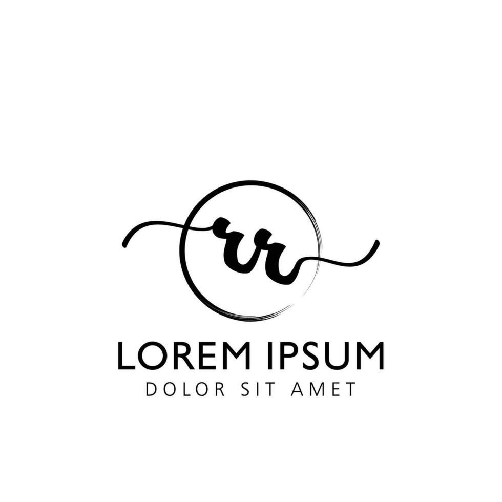 brev rr första handstil logotyp med signatur och hand dragen stil. vektor