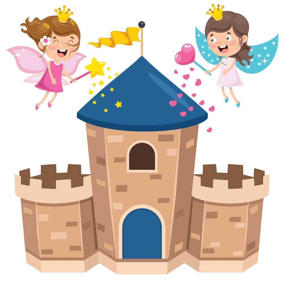 Märchenschloss und glückliche Kinder vektor