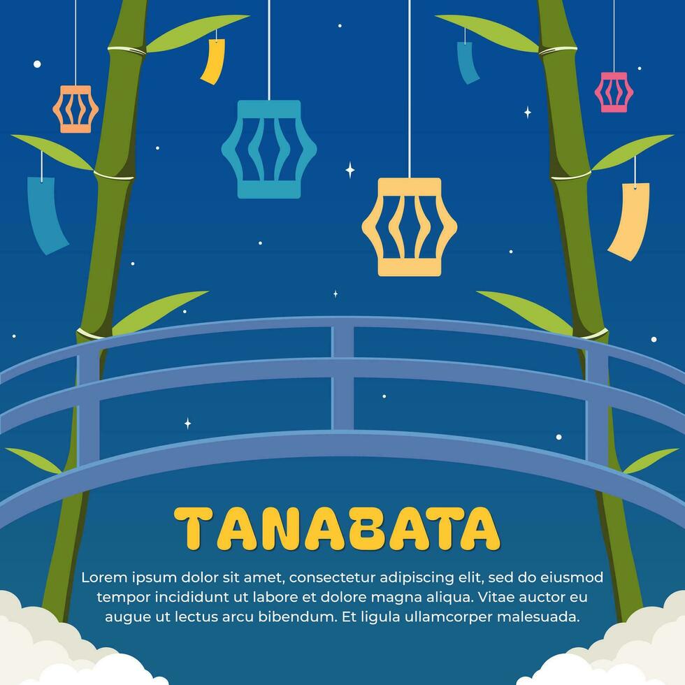 vektor grafisk av tanabata eller qixi festival skrivning i kinesisk bakgrund med kopia Plats område