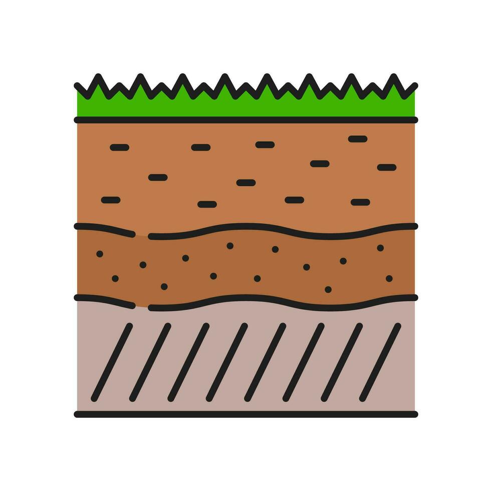 jord, jord sektion lantbruk Färg linje ikon vektor