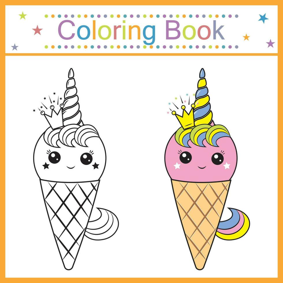 färg bok för barn is grädde söt, isolerat kontur illustration vektor