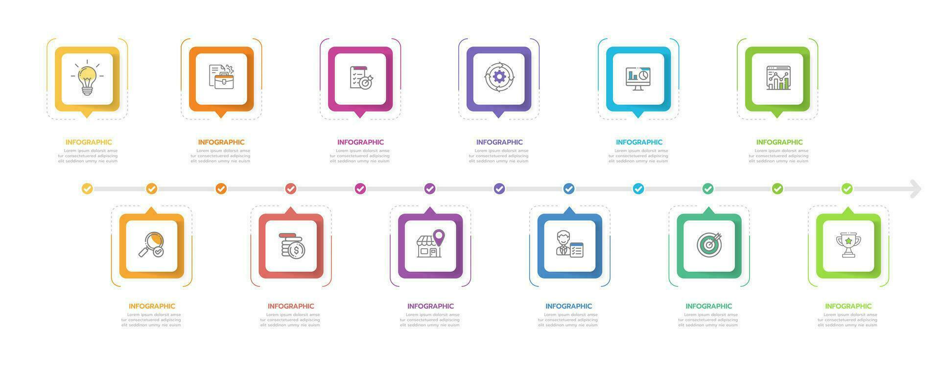 Infografik-Vorlage für Unternehmen. 12 Monate moderner Timeline-Diagrammkalender mit Gantt-Diagramm, Präsentationsvektor-Infografik. vektor