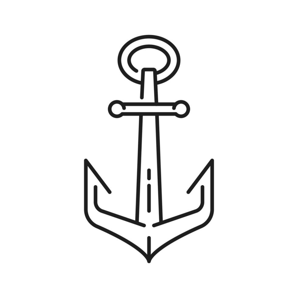 havs fartyg eller Yacht ankare tunn linje ikon vektor