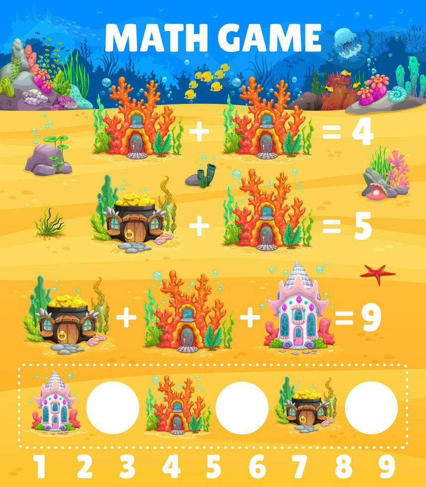 matematik spel med saga under vattnet hus vektor