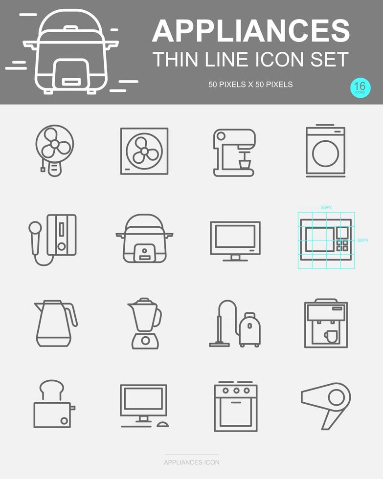 Reihe von Geräten Vektorlinie Icons vektor