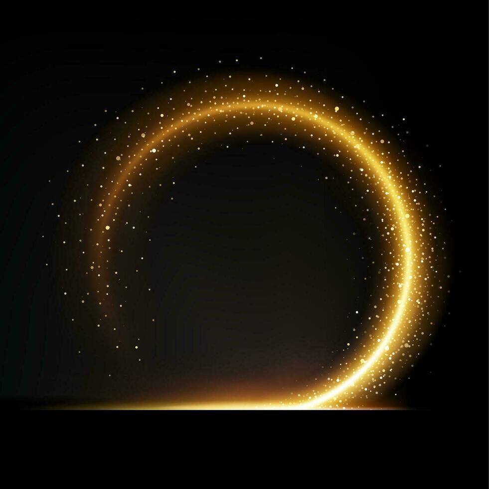 gyllene gnistra cirkel Vinka, vektor realistisk glöd