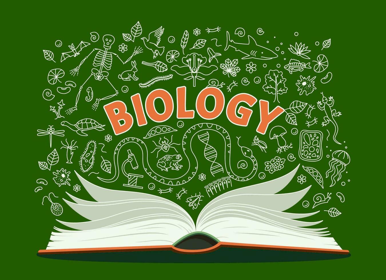 Biologie Lehrbuch, Schule Buch und Anatomie Symbole vektor