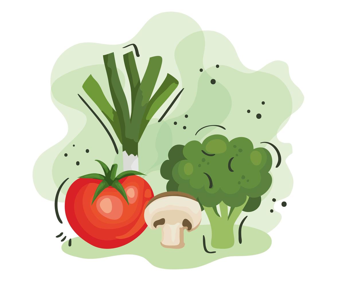 Satz frisches und gesundes Gemüse vektor