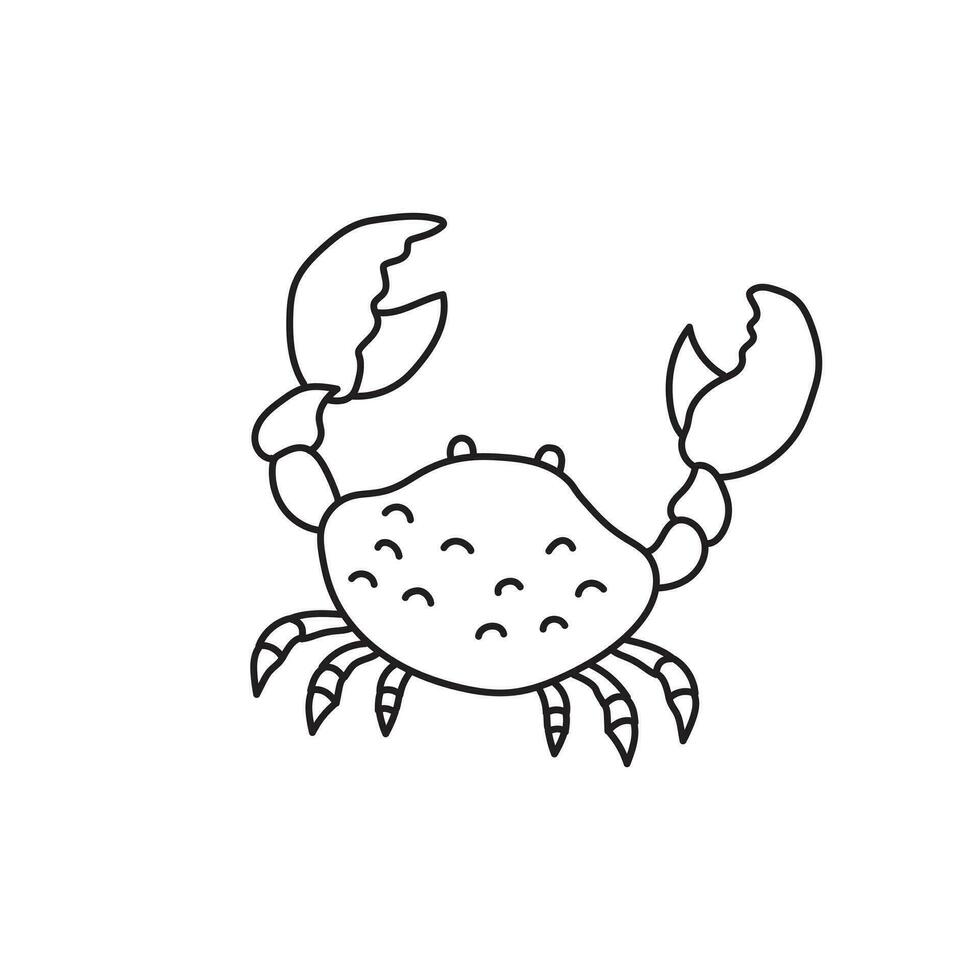 hand dragen vektor illustration barn teckning söt krabba tecknad serie