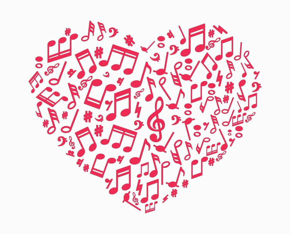 hjärtabakgrund gjord av musiknoter vektor