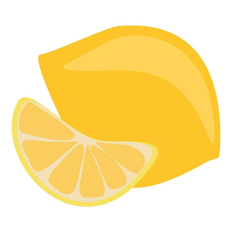 platt stil vektor citron- och skiva isolerat på vit bakgrund. cytrus frukt illustration. vitamin c och friska mat begrepp. design konst för paket, logotyp, livsmedelsbutik, handla väska. eco och organisk.