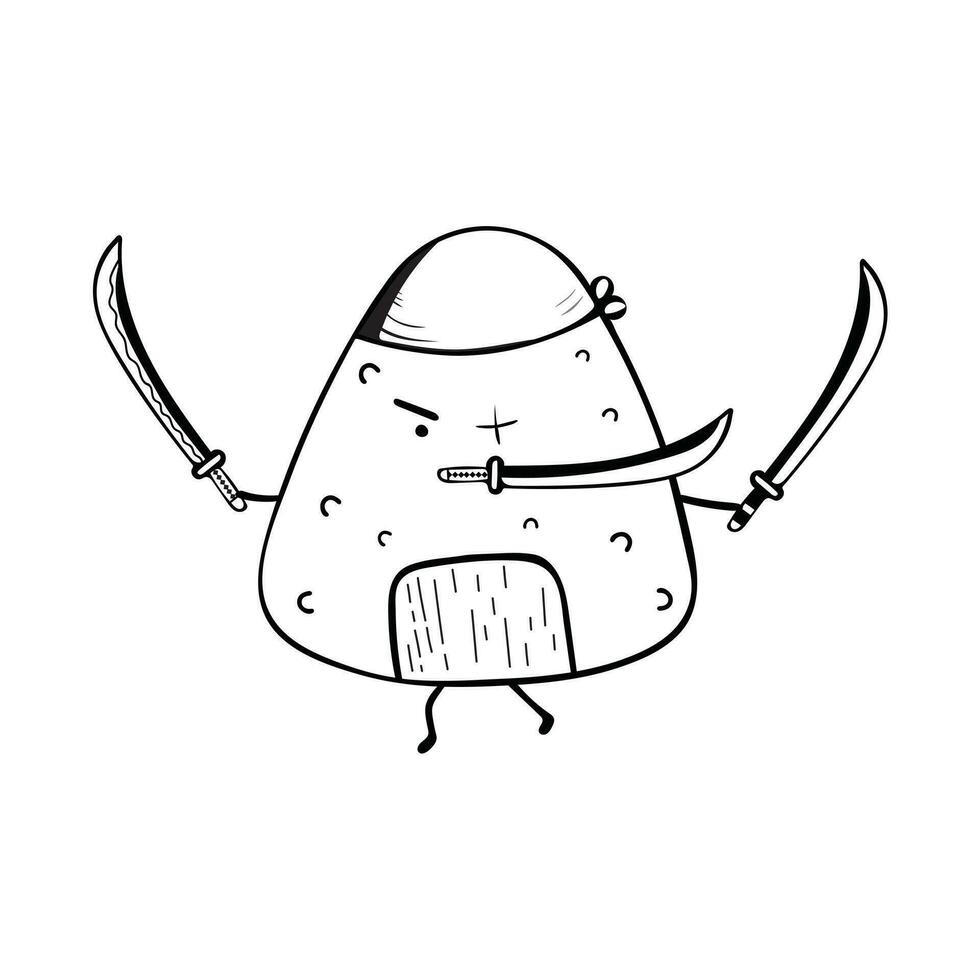 hand dragen söt onigiri cosplay zoro maskot karaktär vektor illustration Färg barn tecknad serie ClipArt