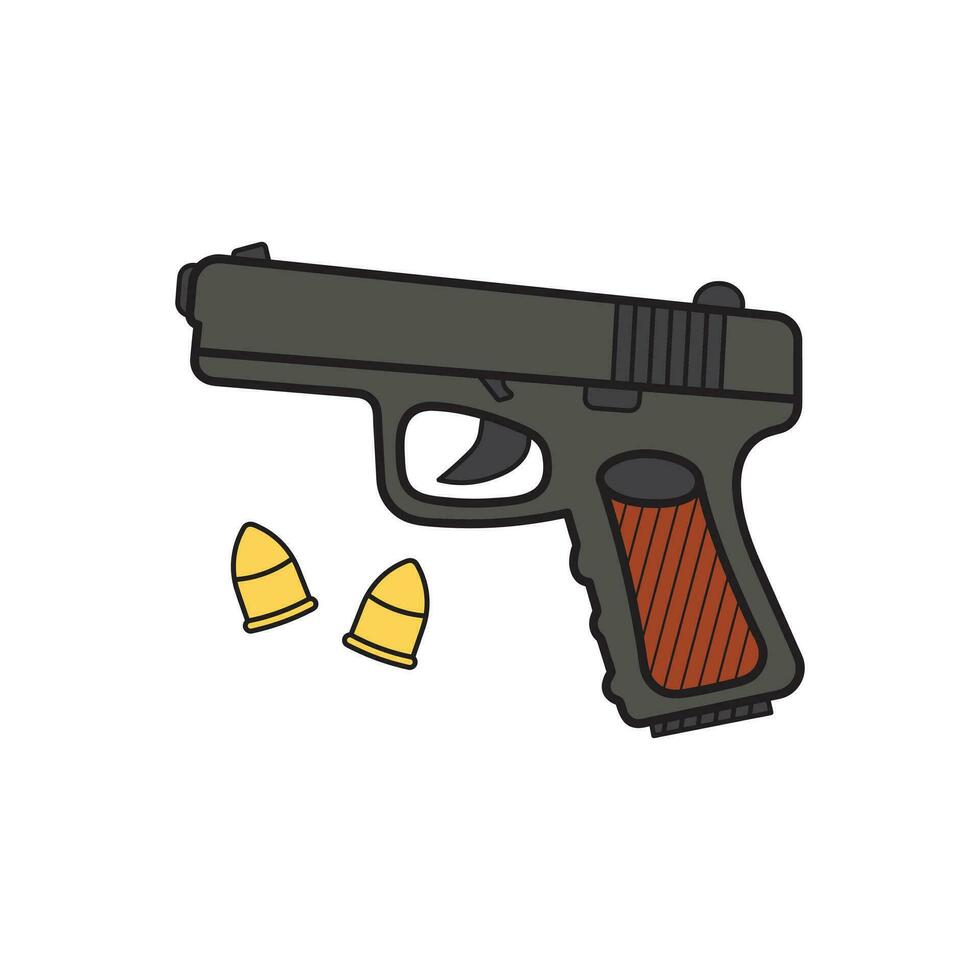barn teckning tecknad serie vektor illustration kulor, pistol, pistol ikon isolerat på vit bakgrund