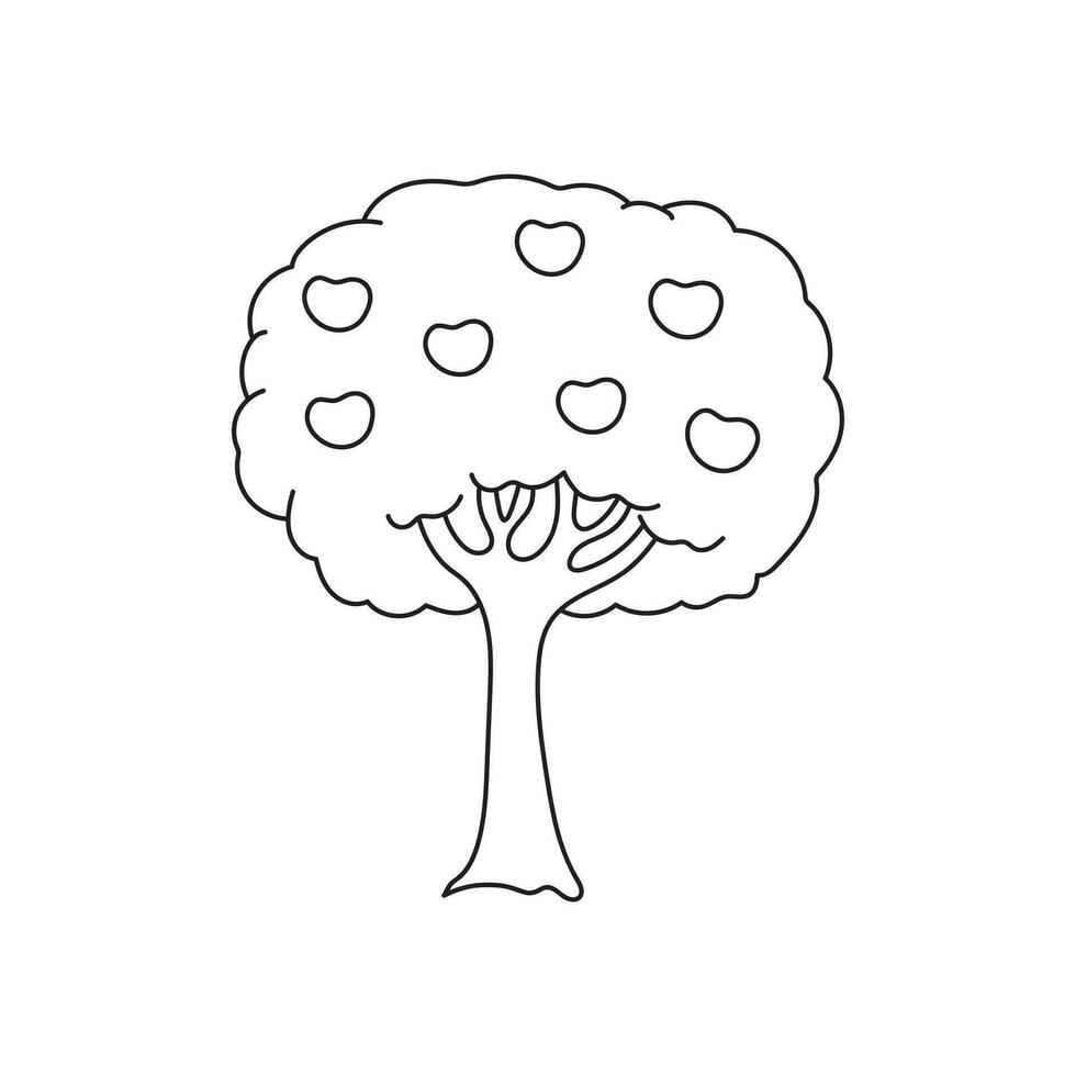 Hand gezeichnet Kinder Zeichnung Karikatur Vektor Illustration Apfel Baum Symbol isoliert auf Weiß Hintergrund