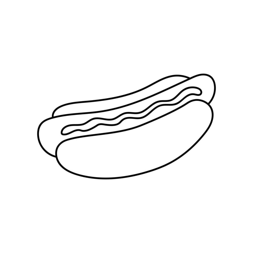 Hand gezeichnet Kinder Zeichnung Karikatur Vektor Illustration Hotdog Symbol isoliert auf Weiß Hintergrund