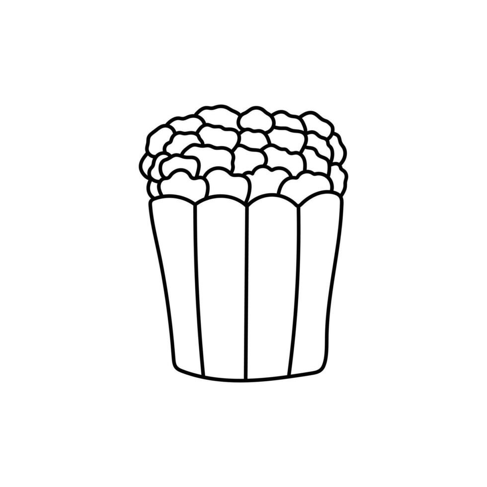 hand dragen barn teckning tecknad serie vektor illustration popcorn ikon isolerat på vit bakgrund