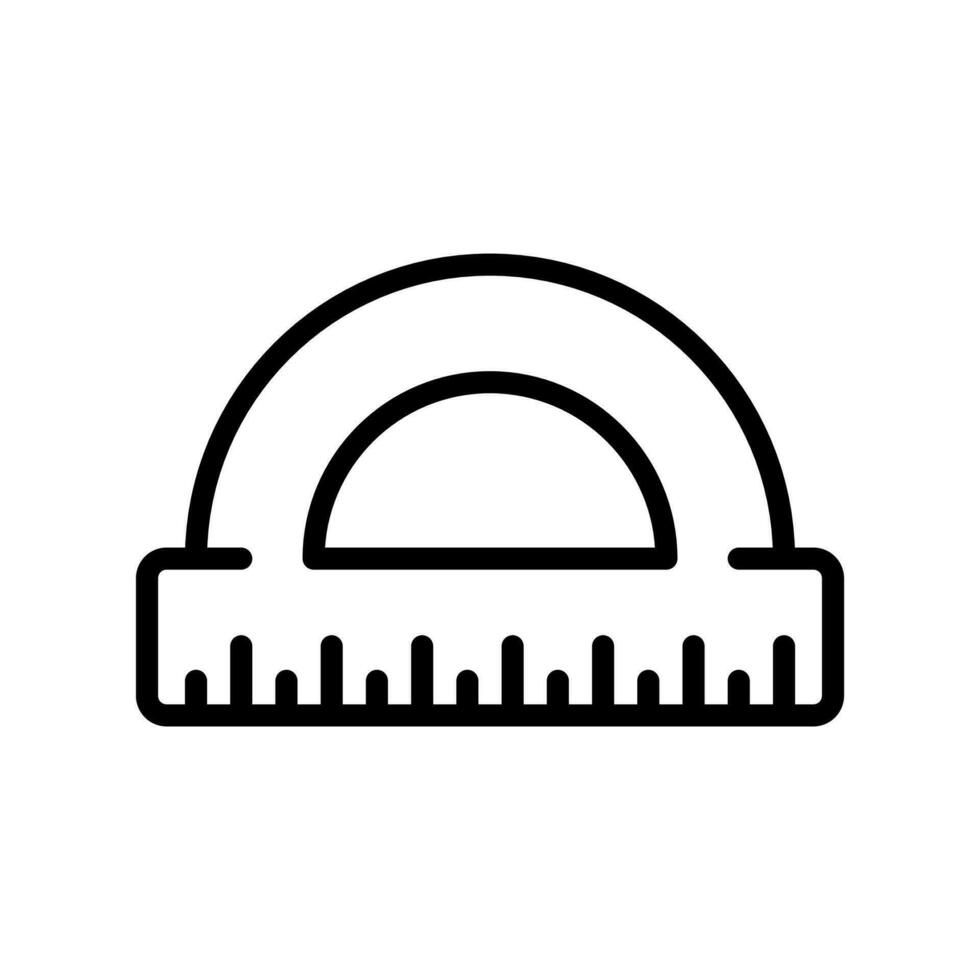 gradskiva, halvcirkel linjal, halv cirkel linjal ikon i linje stil design isolerat på vit bakgrund. redigerbar stroke. vektor