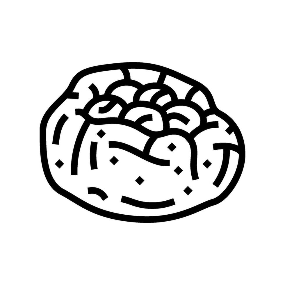 Blaubeere Brötchen Essen Mahlzeit Linie Symbol Vektor Illustration