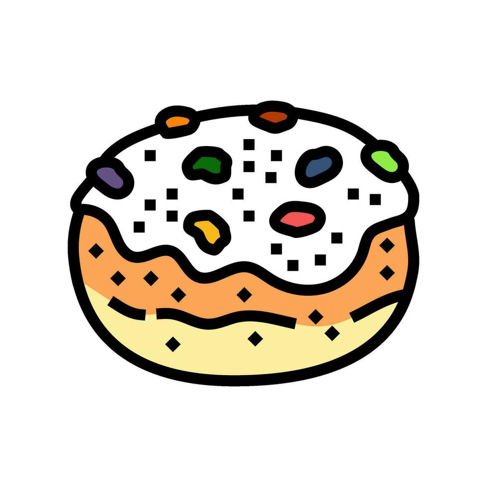Süss Brötchen Essen Mahlzeit Farbe Symbol Vektor Illustration