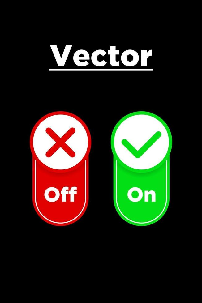 Vektorillustration des Häkchenzeichens und des Kreuzes auf schwarzem Hintergrund lokalisiertes Vektorzeichensymbol vektor