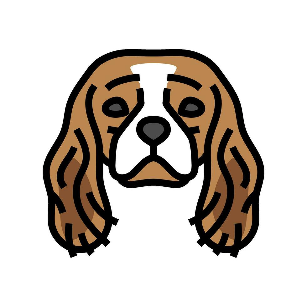 Kavalier König Charles Spaniel Hund Hündchen Haustier Farbe Symbol Vektor Illustration