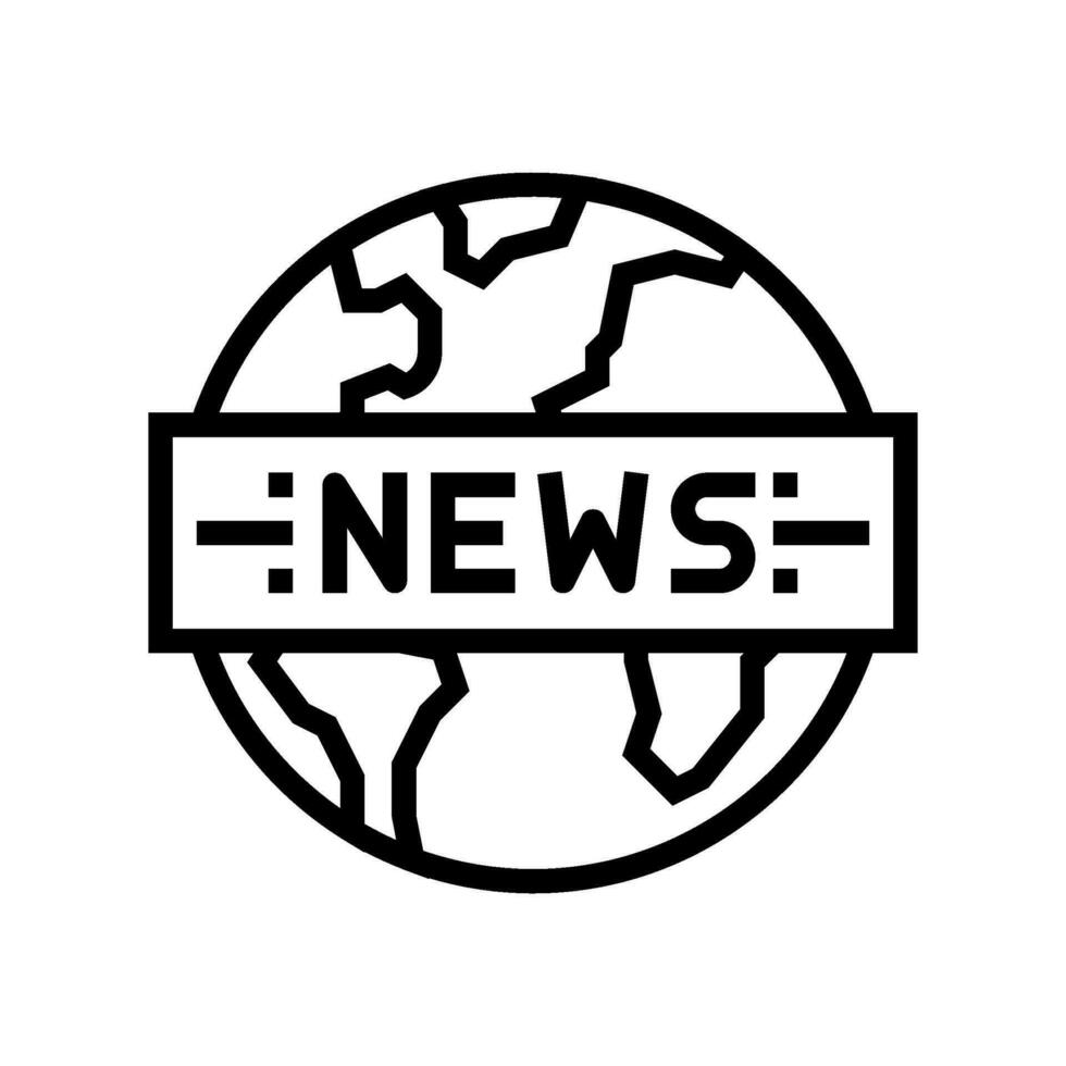 Globus Nachrichten Medien Linie Symbol Vektor Illustration