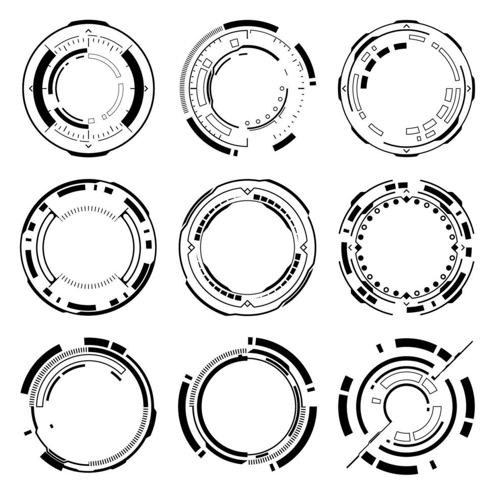 Vektor futuristisch Kreisrahmen sci fi Element. hud Fokus Sci-Fi kreisförmig Design.
