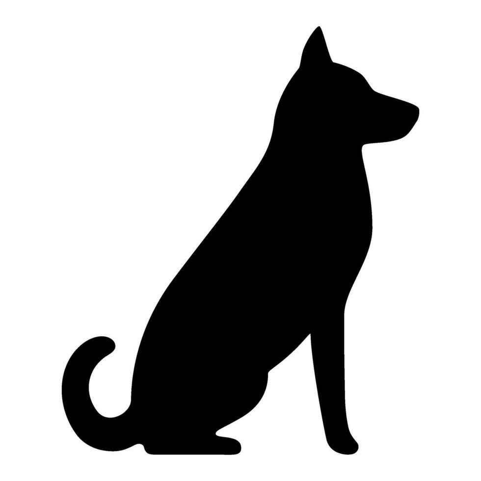 herde svart profil silhuett. hund sitta sida se isolerat på vit bakgrund. vektor illustration