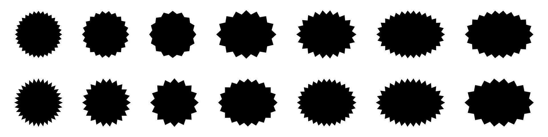 uppsättning av stjärnskott, sunburst märken. design element - bäst för försäljning klistermärke, pris märka, kvalitet märke. platt vektor illustration isolerat på vit bakgrund.